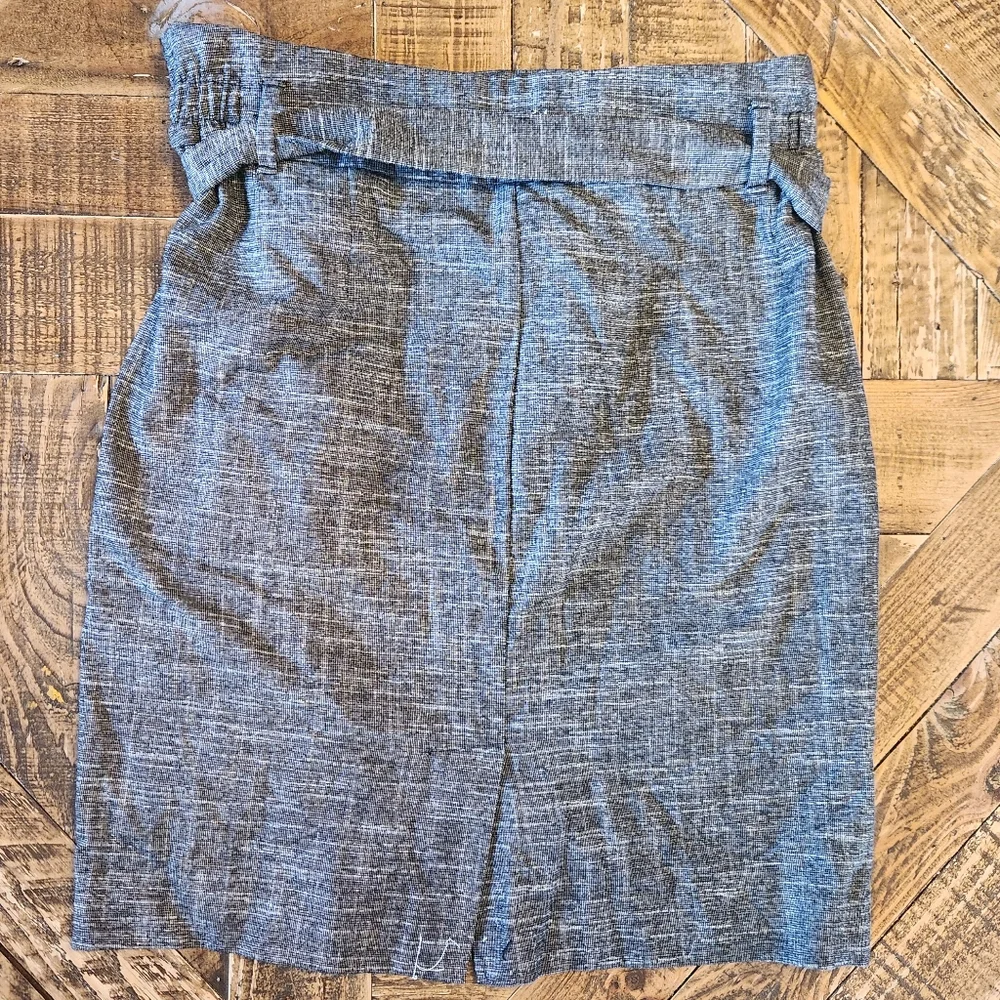 LOFT Outlet Grey Pencil Midi Skirt With Tie Bow Size 2 Pockets Unlined